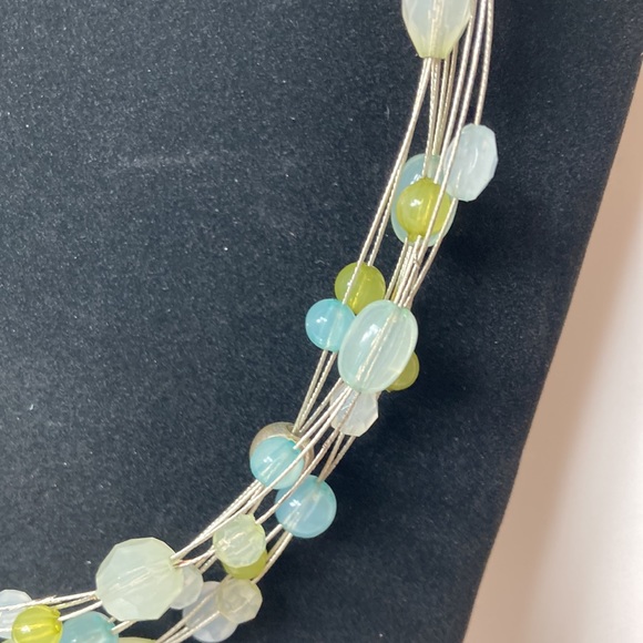 Light Pale Blue Green Beaded Necklace 18" 3" Extender - Picture 5 of 12